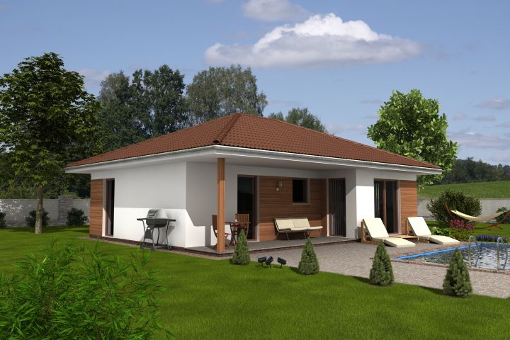 BUNGALOV S DŘEVĚNÝM OBKLADEM