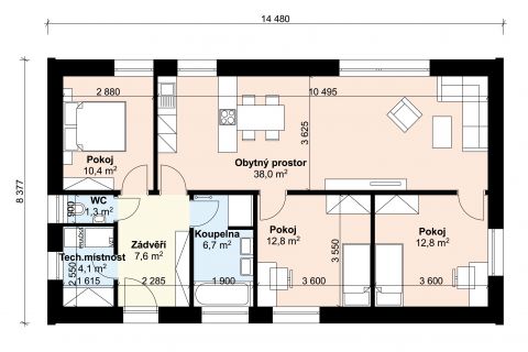 půdorys bungalovu
