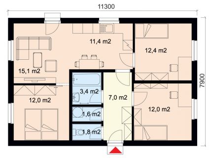 půdorys bungalov 4+kk